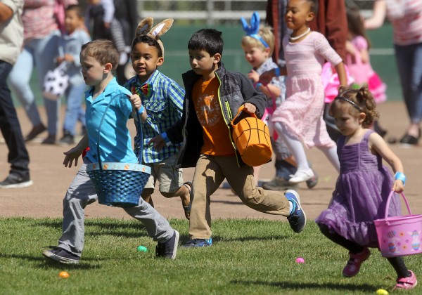The annual Easter egg hunt for tots at Howarth Park on Saturday, April 4, 2015. This year's event will be held on Saturday, March 26. (Photo by John Burgess)